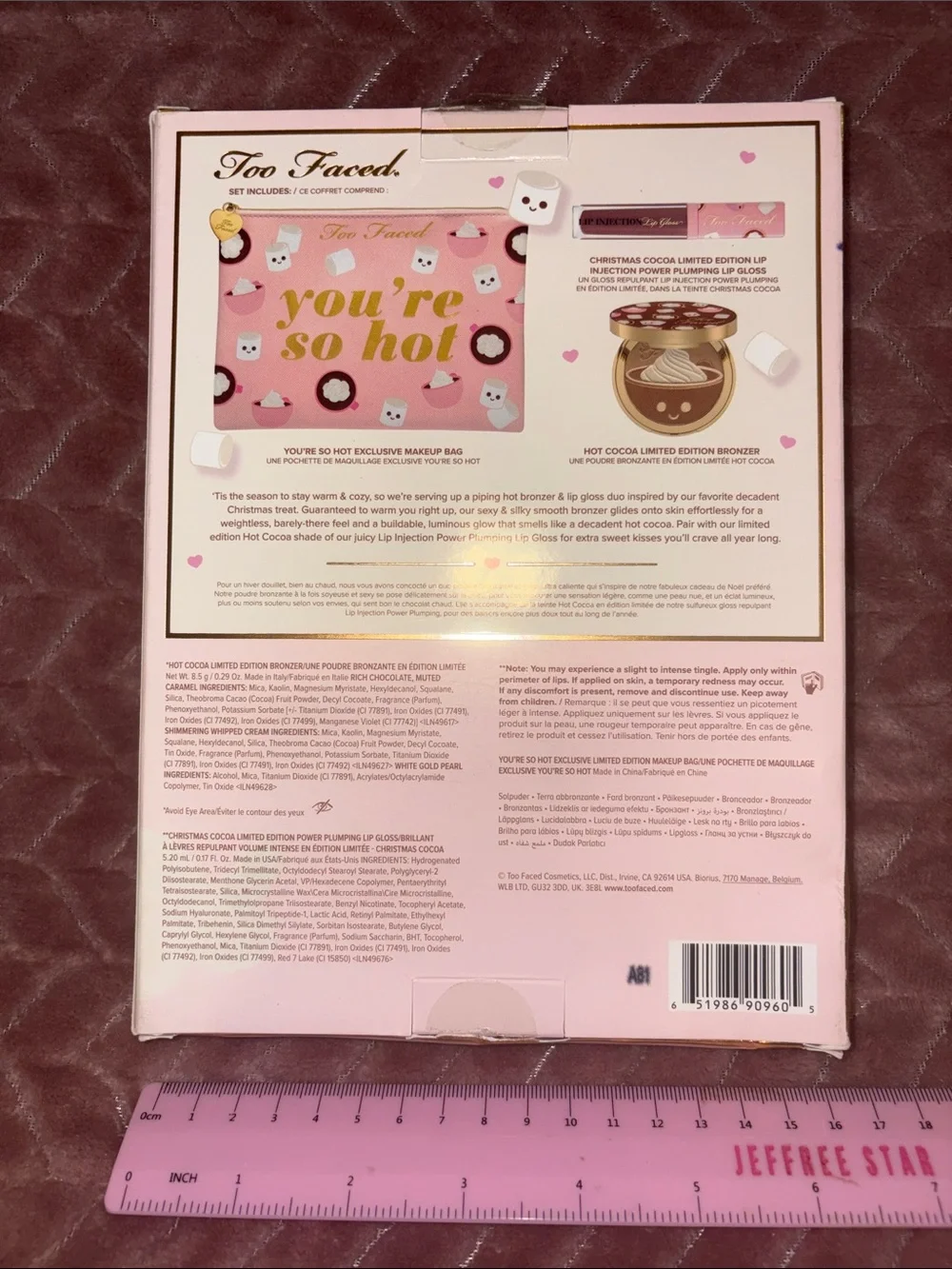 Too Faced You're So Hot ~ Hot Cocoa Bronzer & Lip Injection Gloss & Makeup Bag !